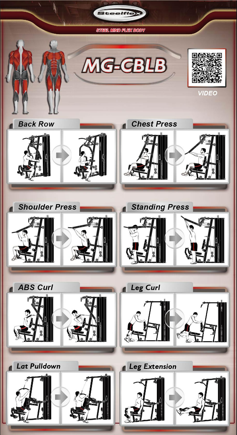 Steelflex MG100B 單站方位訓(xùn)練動(dòng)作指導(dǎo)圖